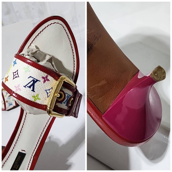 Authentic LOUIS VUITTON Monogram Canvas Slides White/Multicolored Size 39.5 - Picture 11 of 14